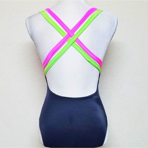 VINTAGE New Horizons Neon Retro Strappy Swimsuit - Picture 7 of 15